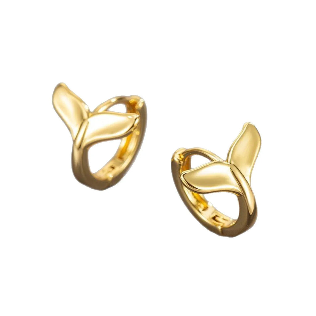 Women's fashion fishtail earrings 4.5cm length copper electroplated white gold yellow gold fresh style
