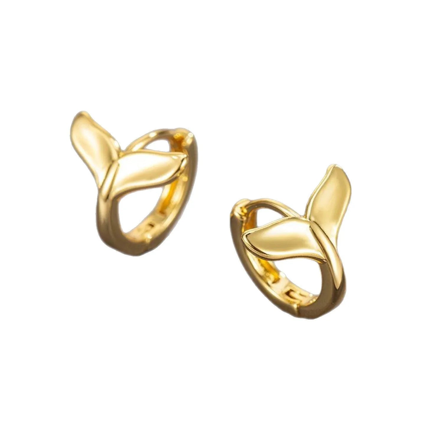 Women's fashion fishtail earrings 4.5cm length copper electroplated white gold yellow gold fresh style