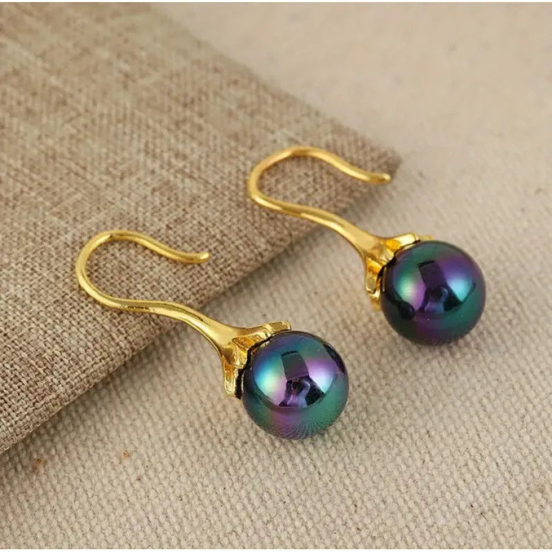 Retro fashion women's earrings with electroplated imitation gold finish on alloy base