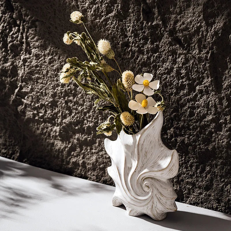 Handcrafted coloured glaze ceramic vase in European style, 25cm height, retro creative design