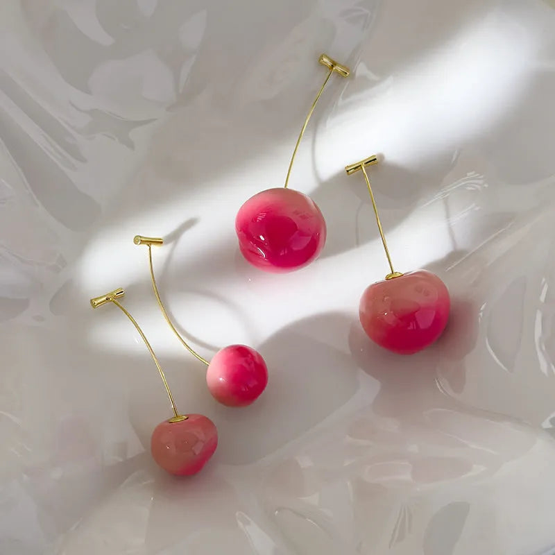 Juicy Peach Fruit Earrings in small and large sizes, made from solid acrylic with copper posts for hypoallergenic wear