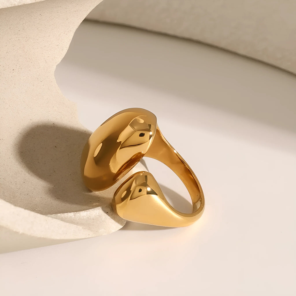 Women's stainless steel geometric open ring with JDR2405081 electroplated finish