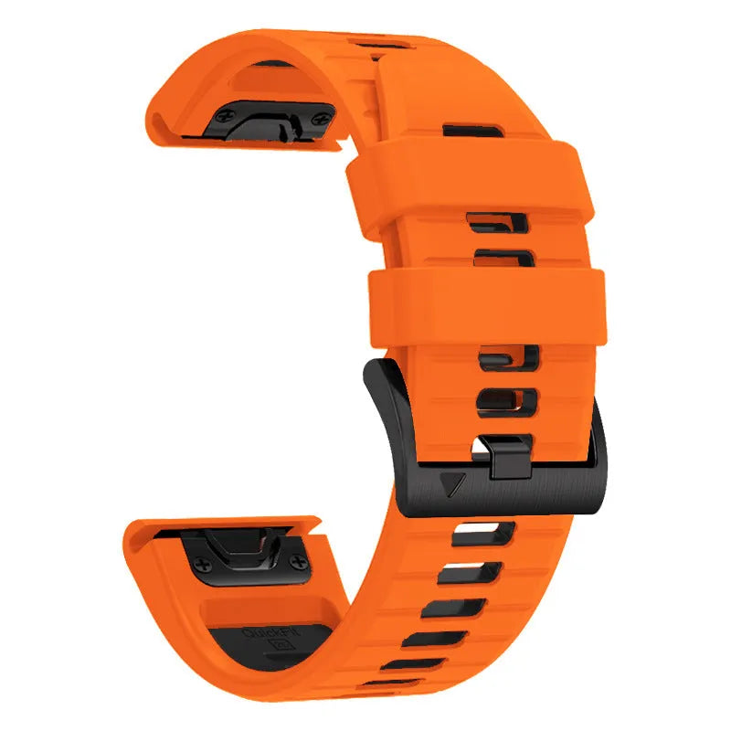 Fenix87pro6 two-colour quick-release silicone watch strap in Army Green Black, showing 22mm width for Garmin Fenix watches