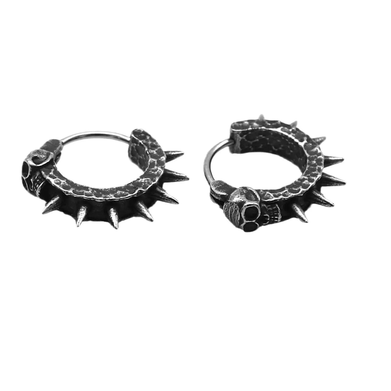 Geometric alloy earrings with punk motorcycle theme in retro black colour