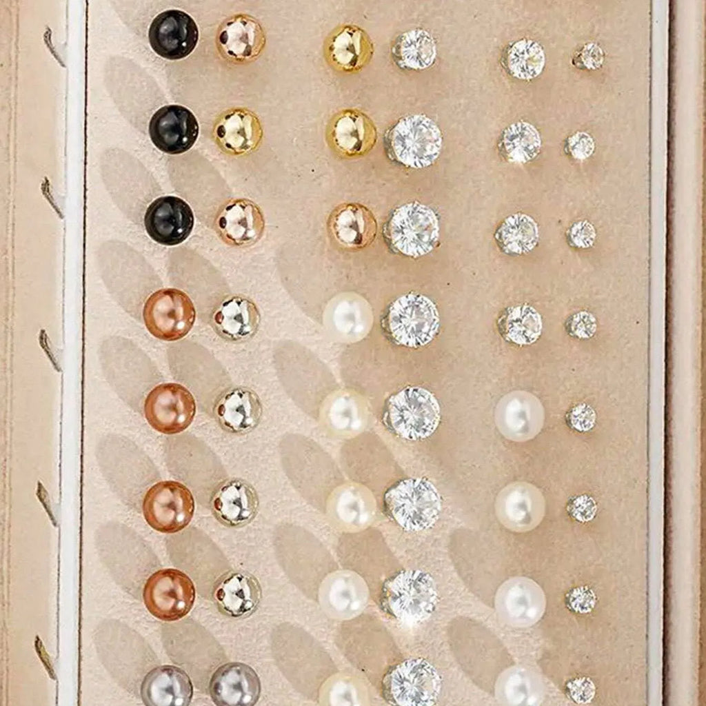 108-piece geometric alloy earrings set with gold and yellow electroplated finishes and round design elements