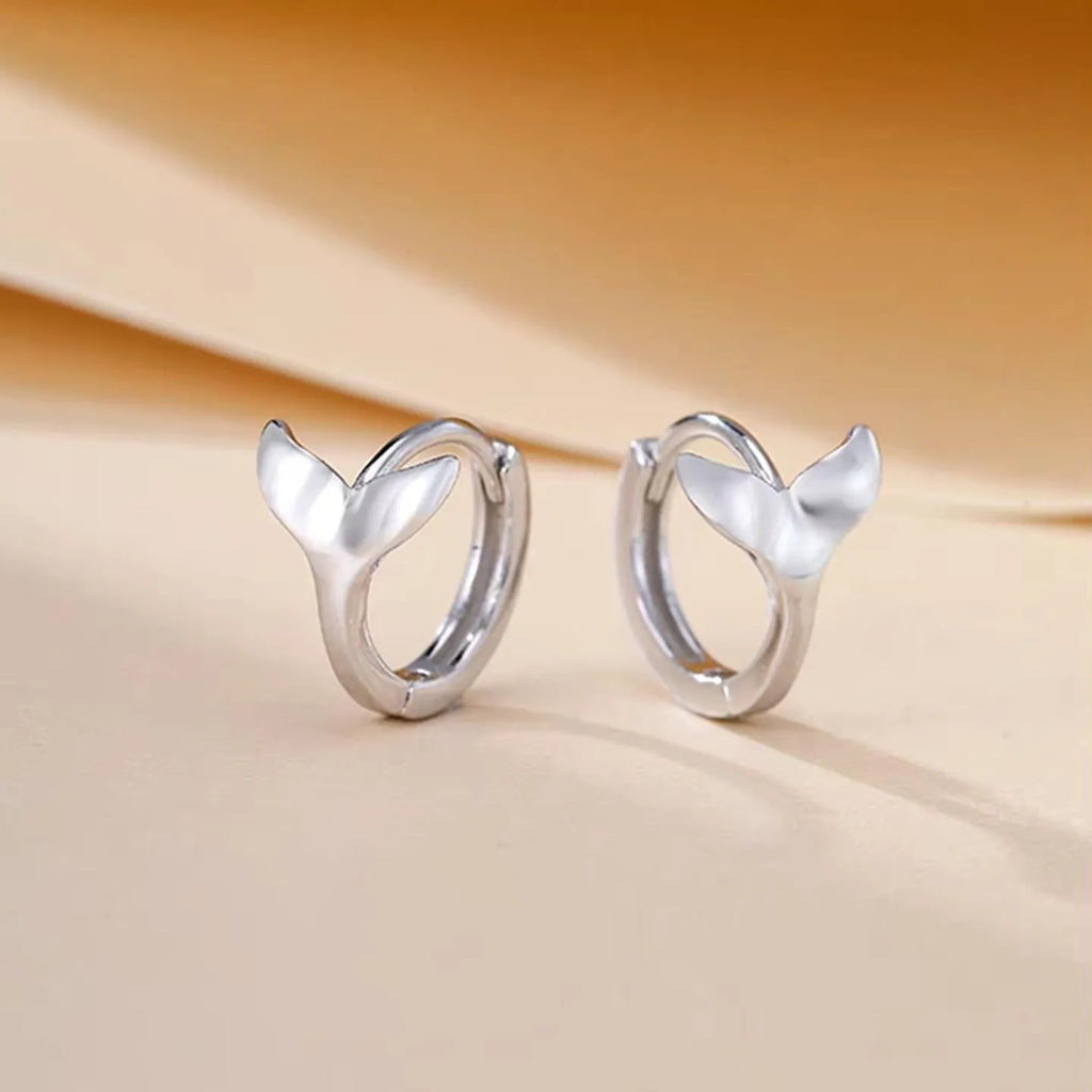 Women's fashion fishtail earrings 4.5cm length copper electroplated white gold yellow gold fresh style