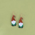 Santa Claus cartoon acrylic fashion earrings in red, green, and red/green colour options.