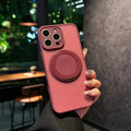 Magnetic suction phone case with invisible bracket for iPhone models in transparent frost finish