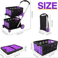 Personality foldable shopping cart in blue with two layers, showing compact folded size