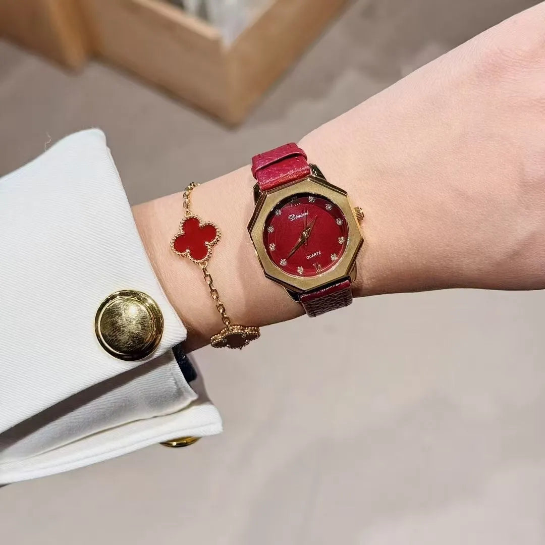 Chinese-style women's watch with alloy case, 8mm thickness, showing camellia pattern design option