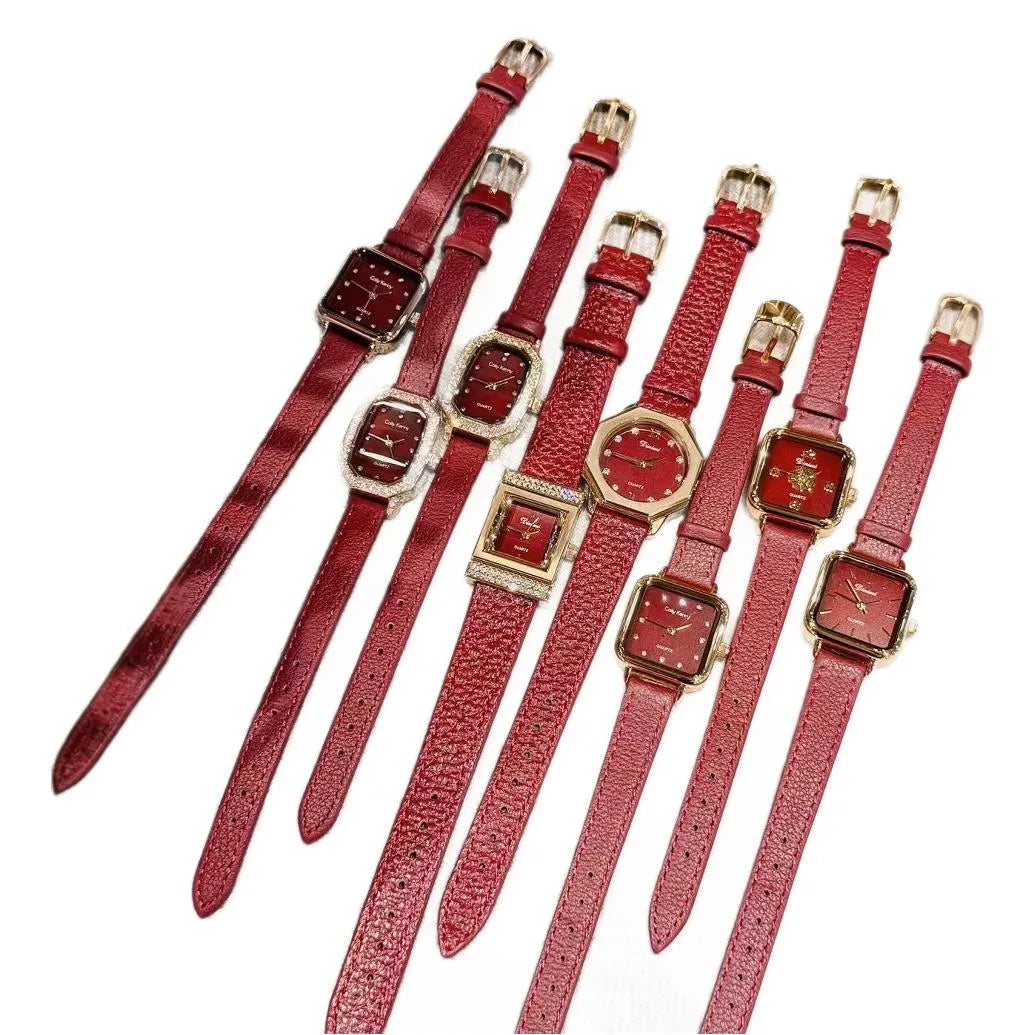 Chinese-style women's watch with alloy case, 8mm thickness, showing camellia pattern design option