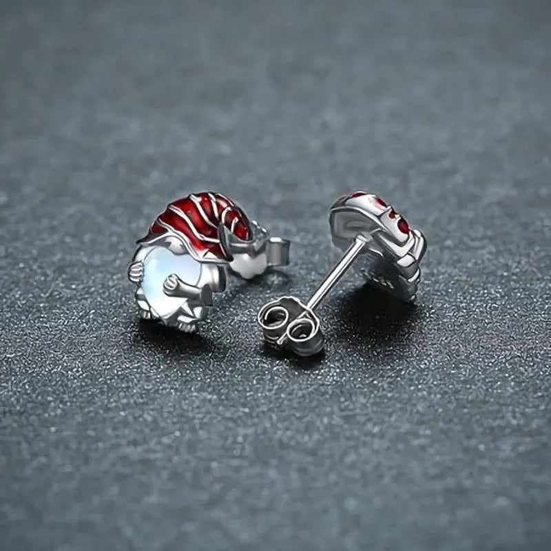 Women's Santa Claus heart-shaped earrings in white gold colour with electroplated copper construction