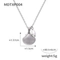 French vintage shell pendant necklace with titanium steel chain and freshwater pearl bead on gold background