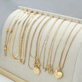 10 gold electroplated necklaces with adjustable snake bone chains from 21cm to 50cm length