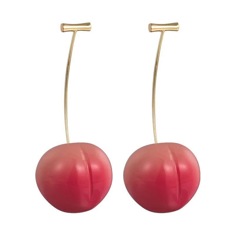 Juicy Peach Fruit Earrings in small and large sizes, made from solid acrylic with copper posts for hypoallergenic wear