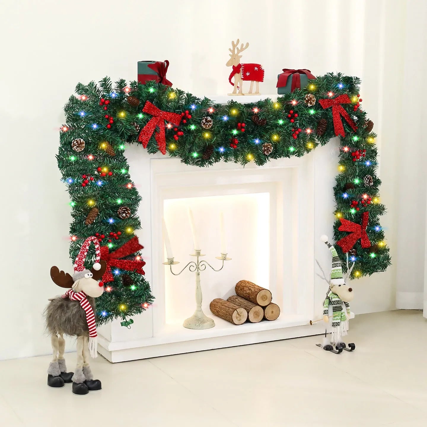 Christmas rattan pine cone bow decorative showcase with European style design and PVC construction