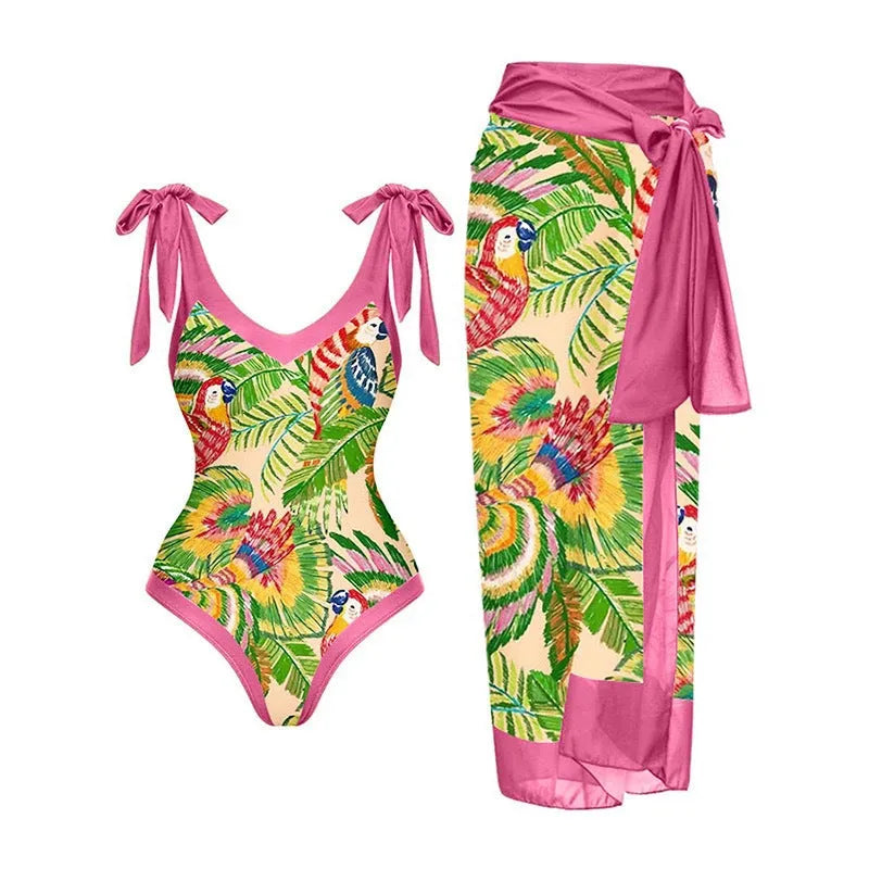 Women's spaghetti straps one-piece swimsuit with skirt in solid colour, showing adjustable straps and polyester fabric