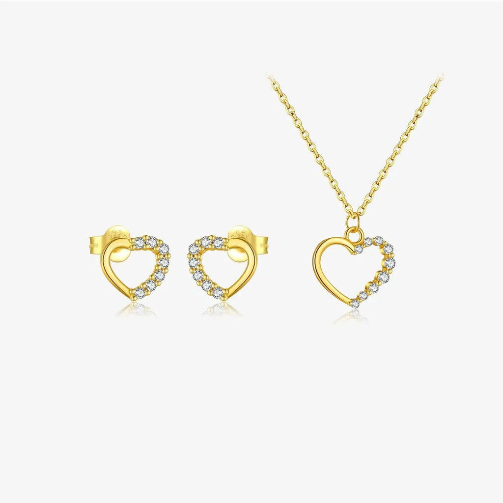 S925 sterling silver hollow heart necklace with regular chain in gold colour options