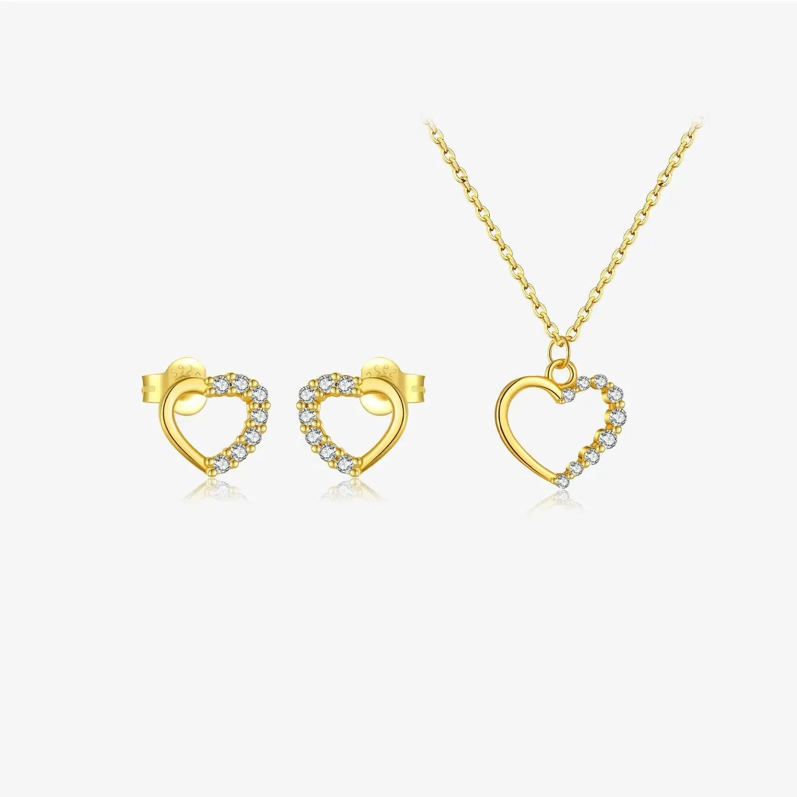 S925 sterling silver hollow heart necklace with regular chain in gold colour options