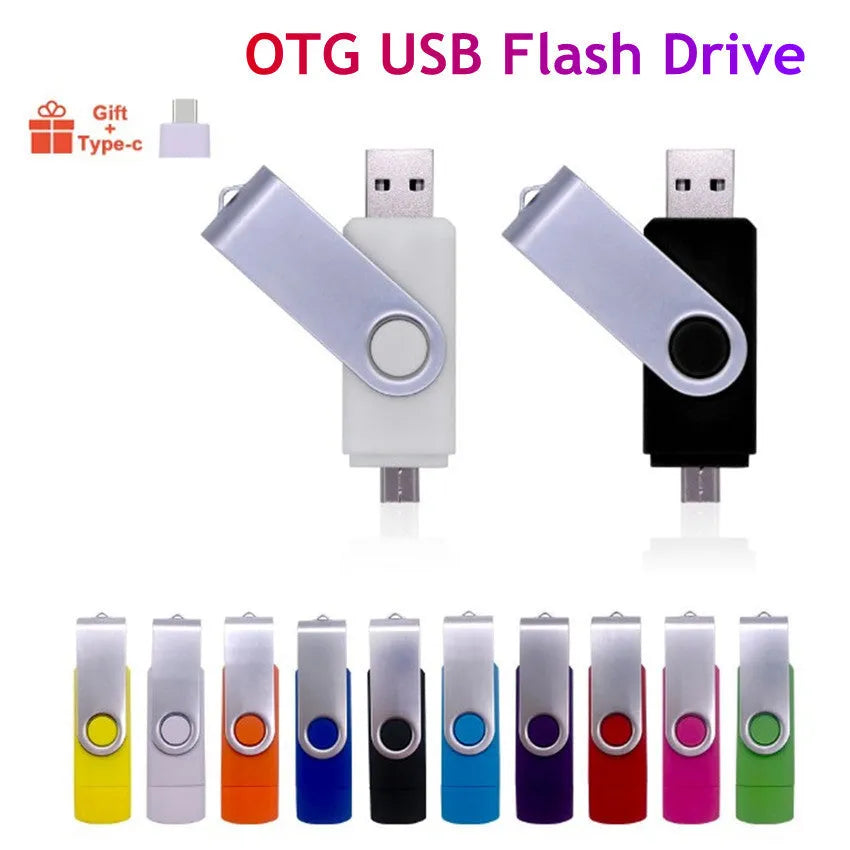 2 in 1 Android mobile phone USB flash drive with USB 2.0 interface and plastic shell, shown with adapter