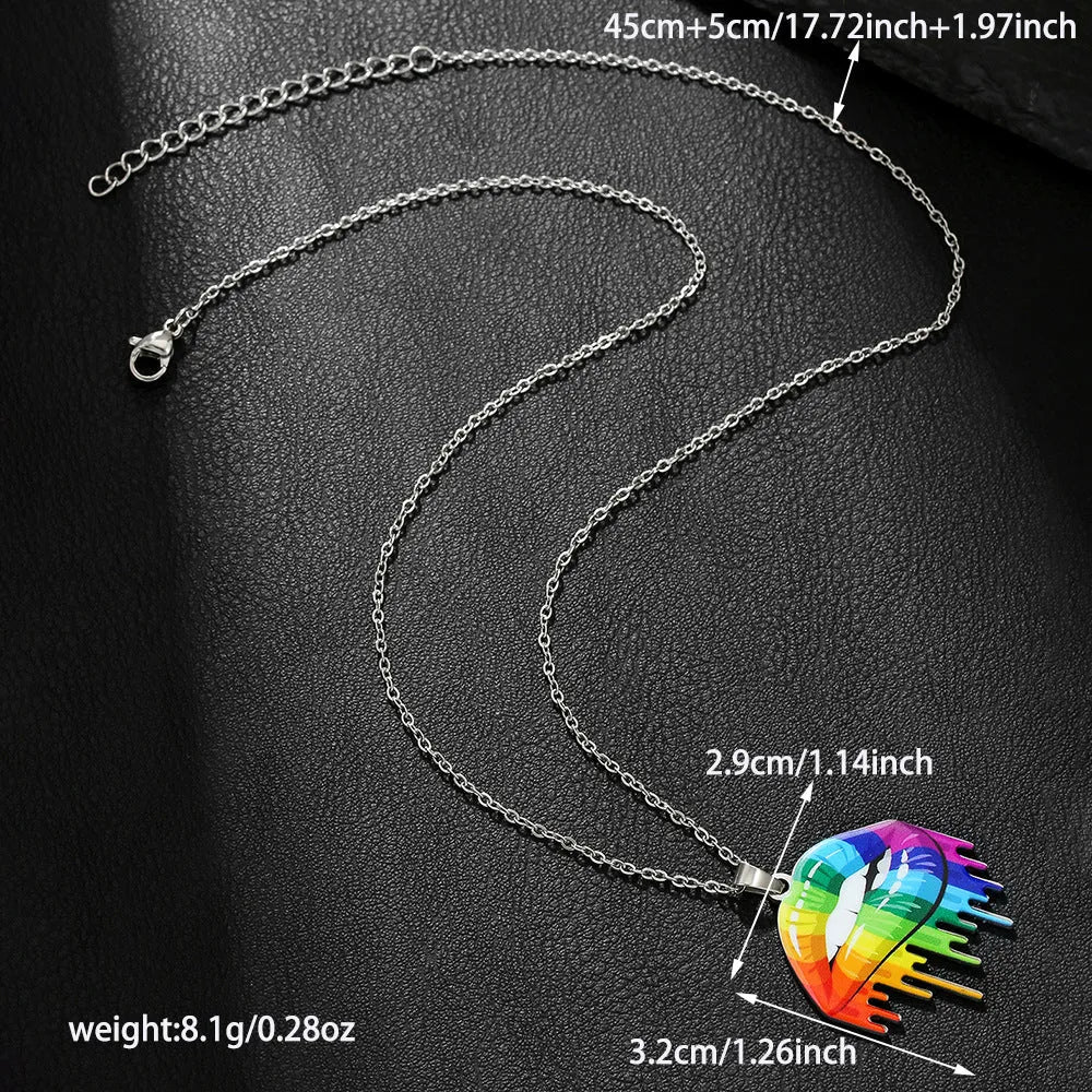 Stainless steel inspirational colour print necklace and matching friendship bracelet set.