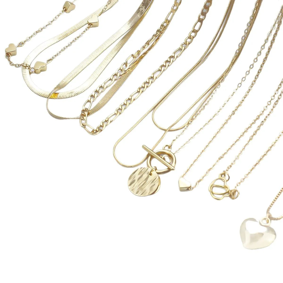 10 gold electroplated necklaces with adjustable snake bone chains from 21cm to 50cm length