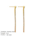 Sweet Elegance Zircon Earrings in gold and steel colour with geometric shapes and Chinese-style lines on stainless steel.