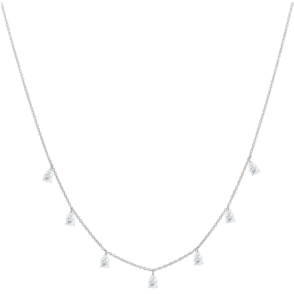 Drop-shaped artificial zircon necklace on 925 silver O-chain, adjustable 41-50cm, in silver, rose gold, or golden yellow finish