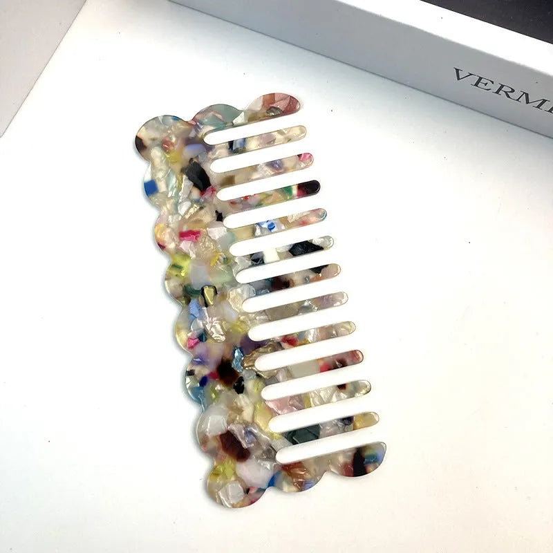 Geometric wave design acetate hair comb for women in various colour options