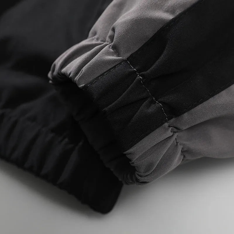 Men's black casual jacket with stitching contrast detail and side seam pockets, shown front view