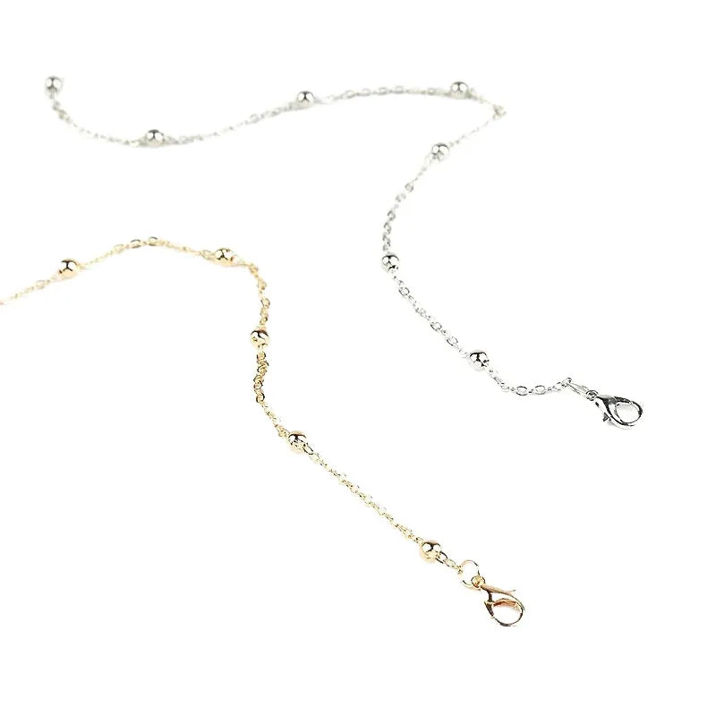 Women's bohemian anklet with geometric pendant on twisted chain in gold electroplated finish