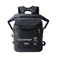Black 25L waterproof outdoor backpack for swimming, river tracing and rafting activities