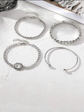 Artistic retro geometric alloy jewellery four-piece set with square diamond shapes in gold finish