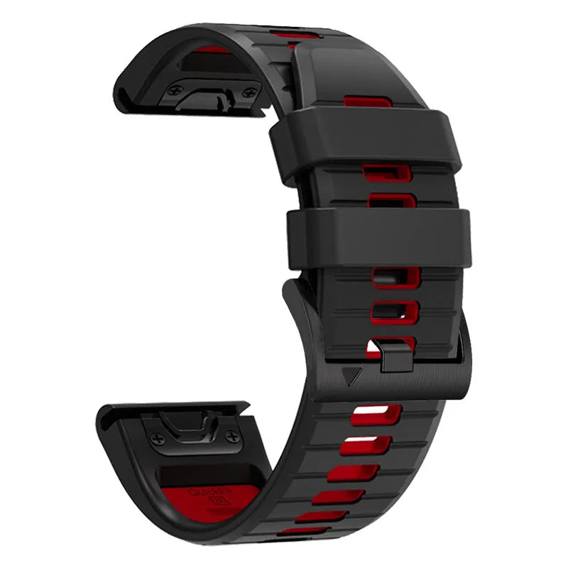 Fenix87pro6 two-colour quick-release silicone watch strap in Army Green Black, showing 22mm width for Garmin Fenix watches
