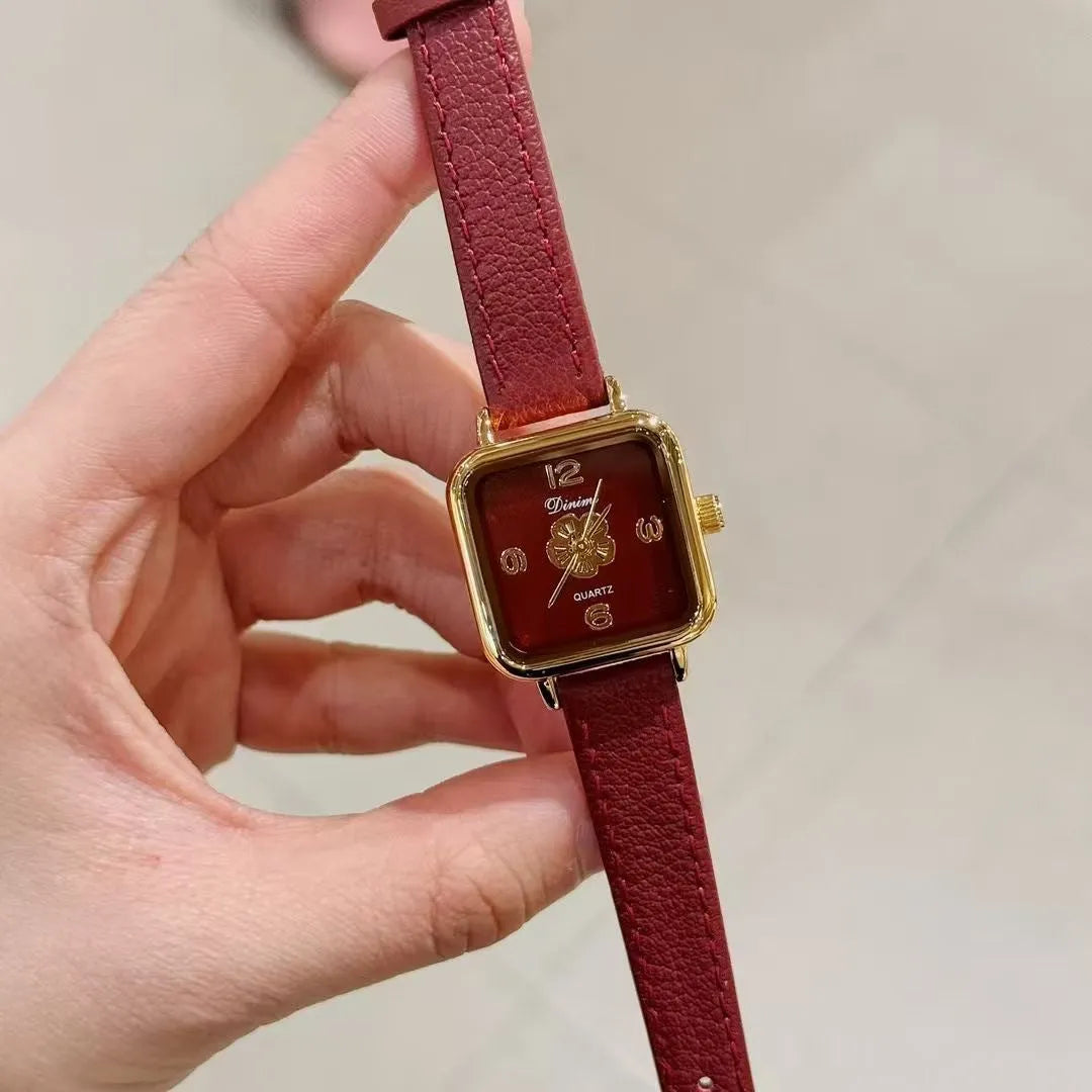 Chinese-style women's watch with alloy case, 8mm thickness, showing camellia pattern design option