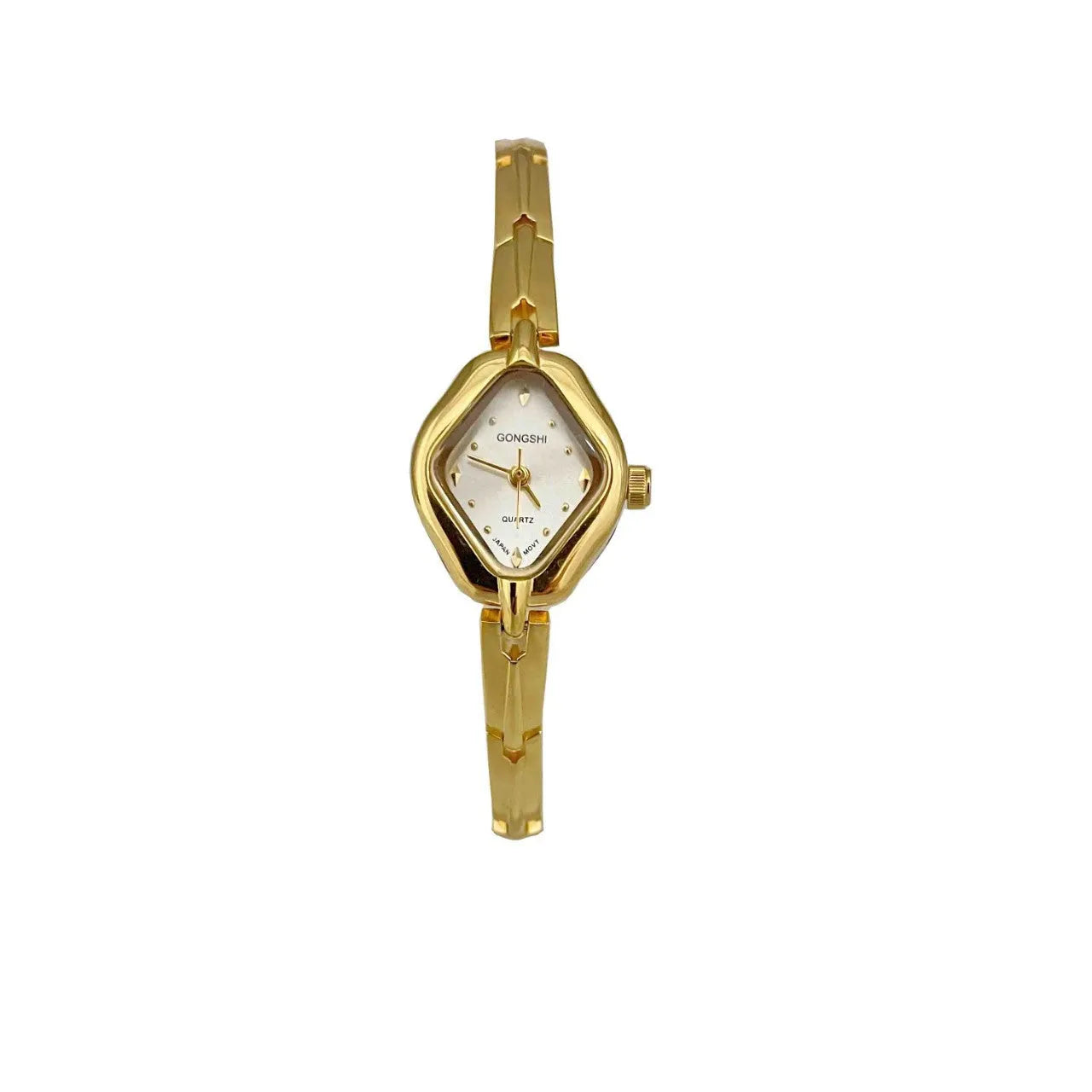 Women's gold or silver diamond bracelet watch with 18mm dial and chain strap