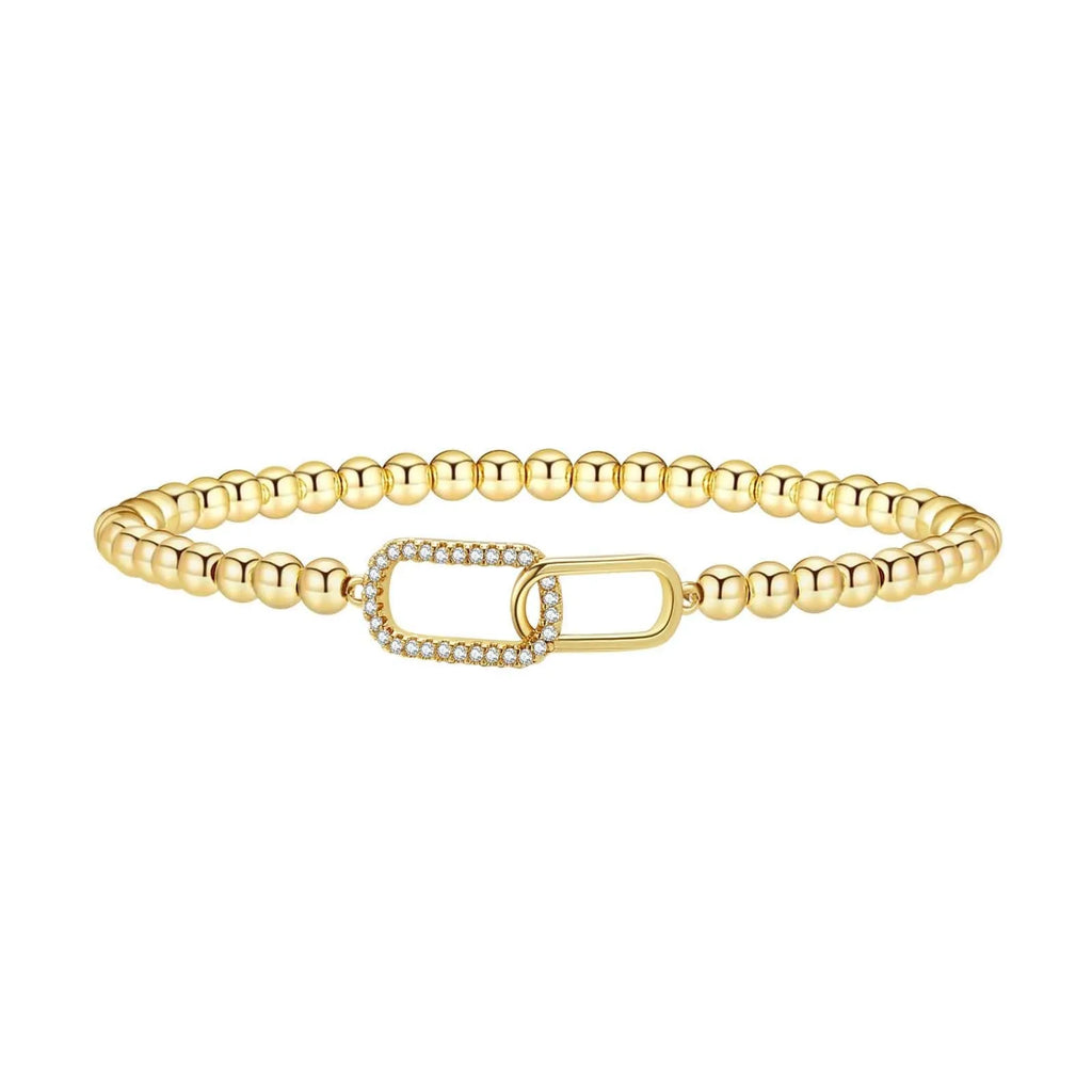 Adjustable stainless steel beaded bracelet with geometric round beads in six colour options