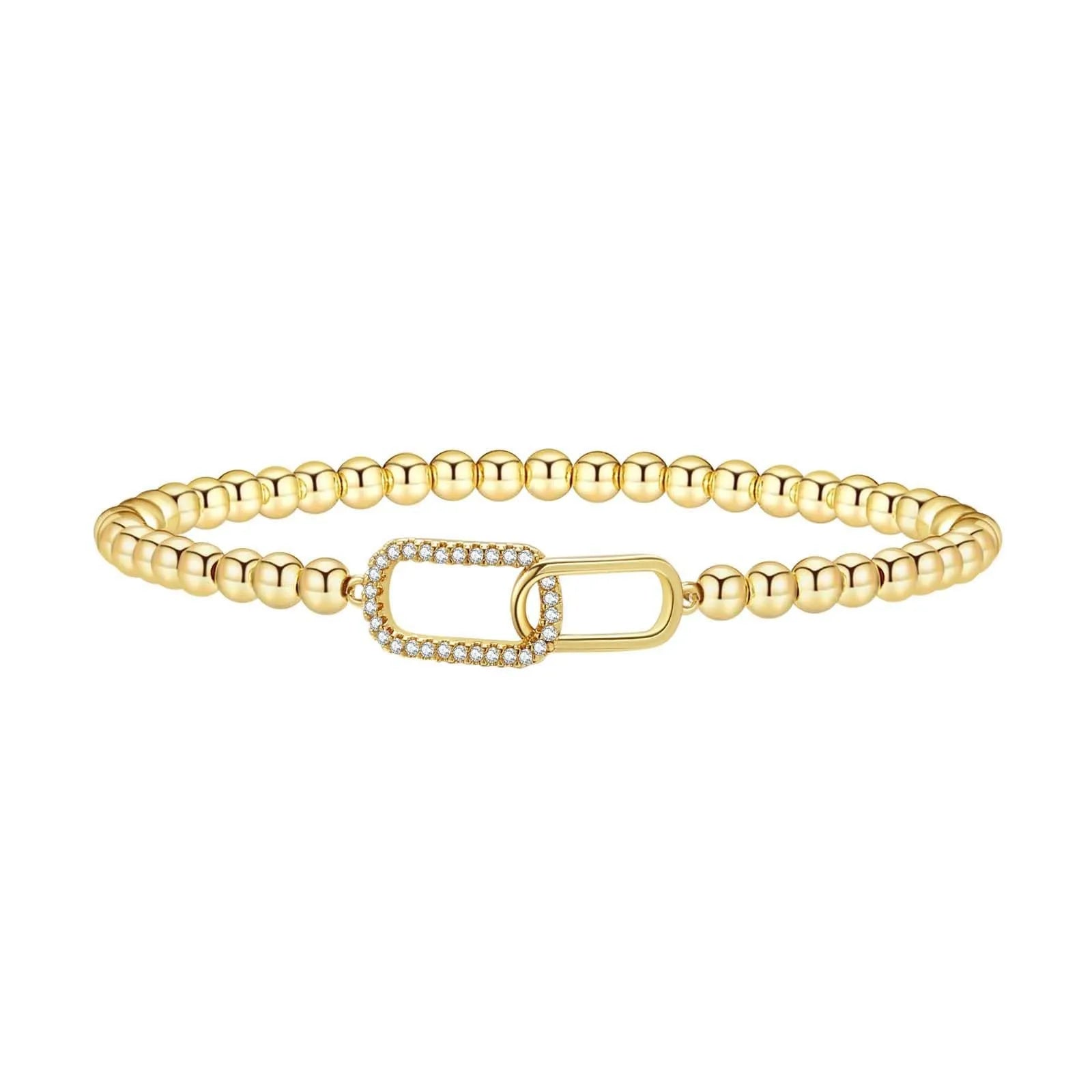 Adjustable stainless steel beaded bracelet with geometric round beads in six colour options