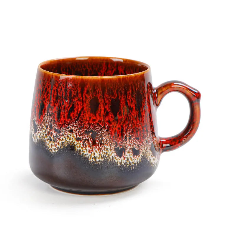 Large-capacity retro coffee mug with 301-400ml volume, 8.5cm height, available in four style options