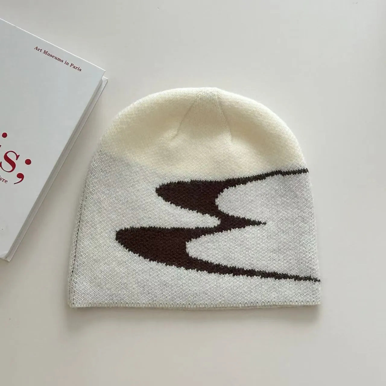 Acrylic beanie hat in black, grey, or white, size M for 56-58cm head circumference
