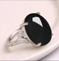 Adjustable natural sapphire ring in geometric ethnic style, available in black, blue, green, red, and yellow colours