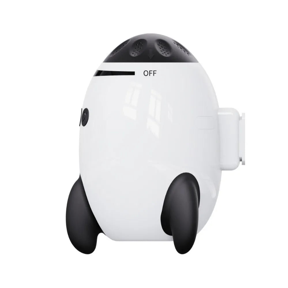 White baby stroller shaking device with automatic motion and Bluetooth for white noise, measuring 12x9.3x8cm