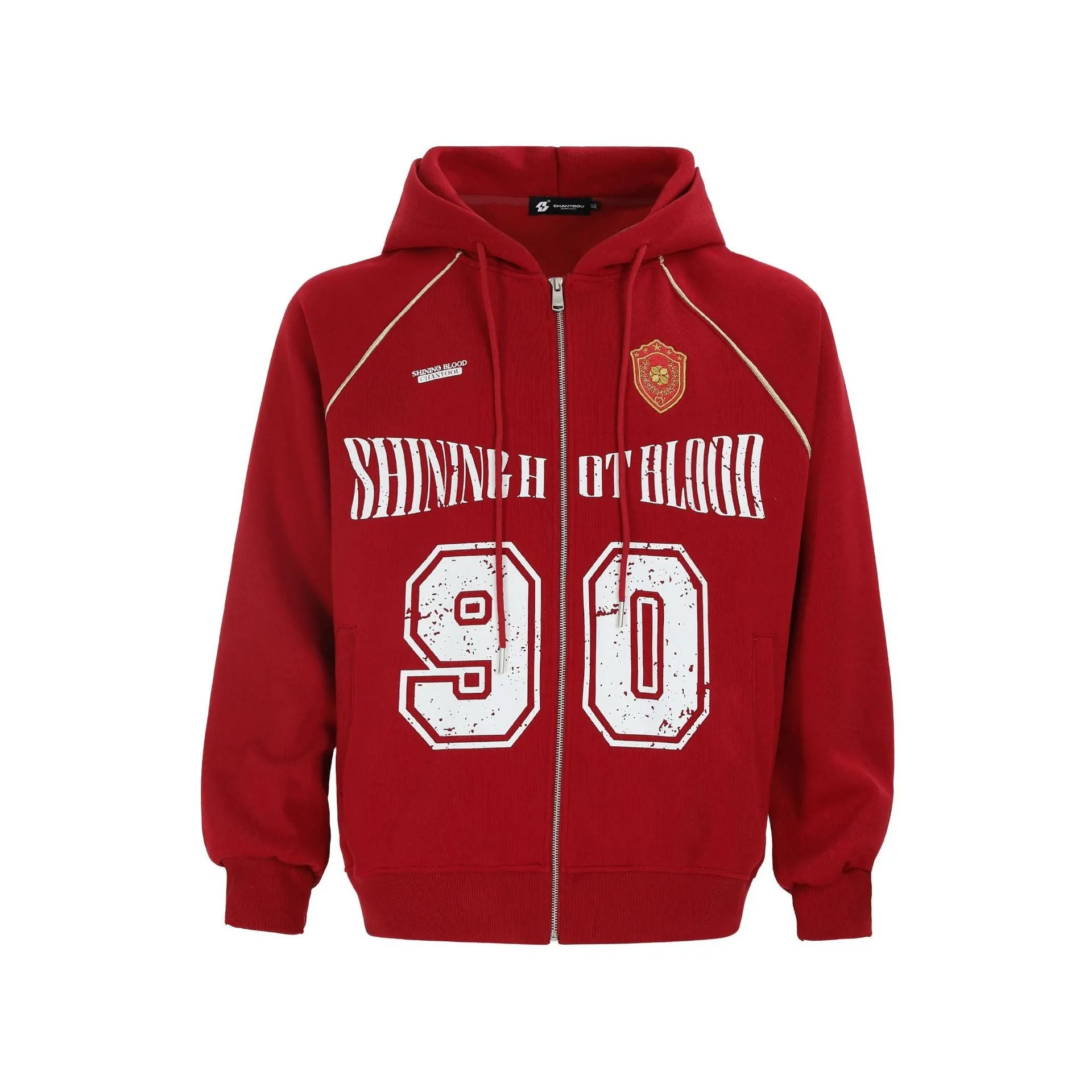 Women's loose casual jacket in American retro style with hood, long sleeves, available in four colours.