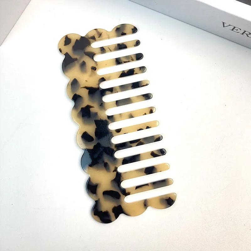 Geometric wave design acetate hair comb for women in various colour options