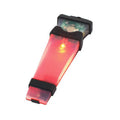 Tactical helmet signal lamp in black or sand shell with red, green, or blue light, 11cm x 3cm x 1.3cm, waterproof.