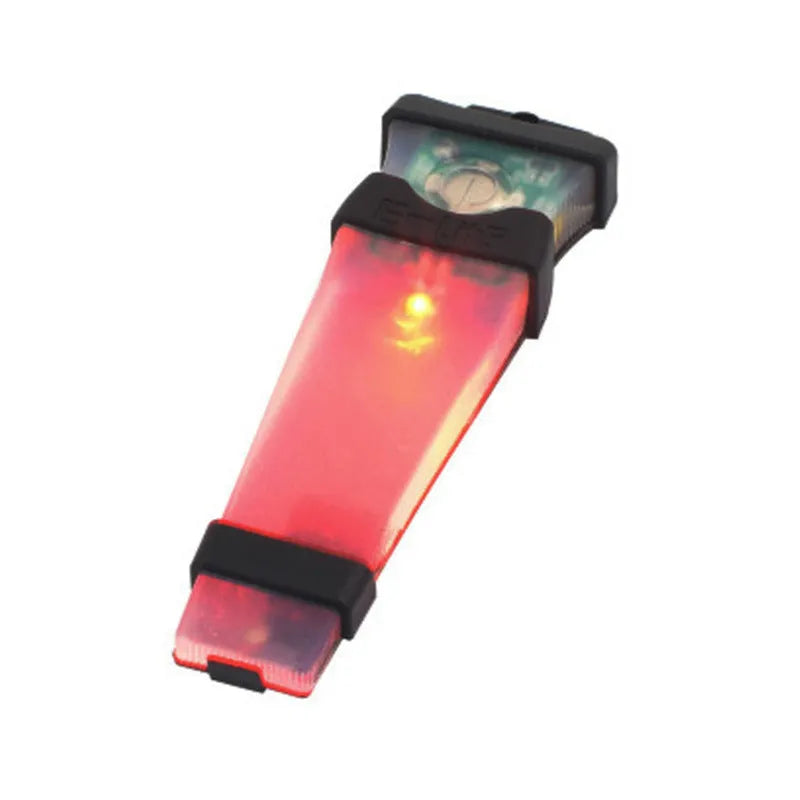 Tactical helmet signal lamp in black or sand shell with red, green, or blue light, 11cm x 3cm x 1.3cm, waterproof.