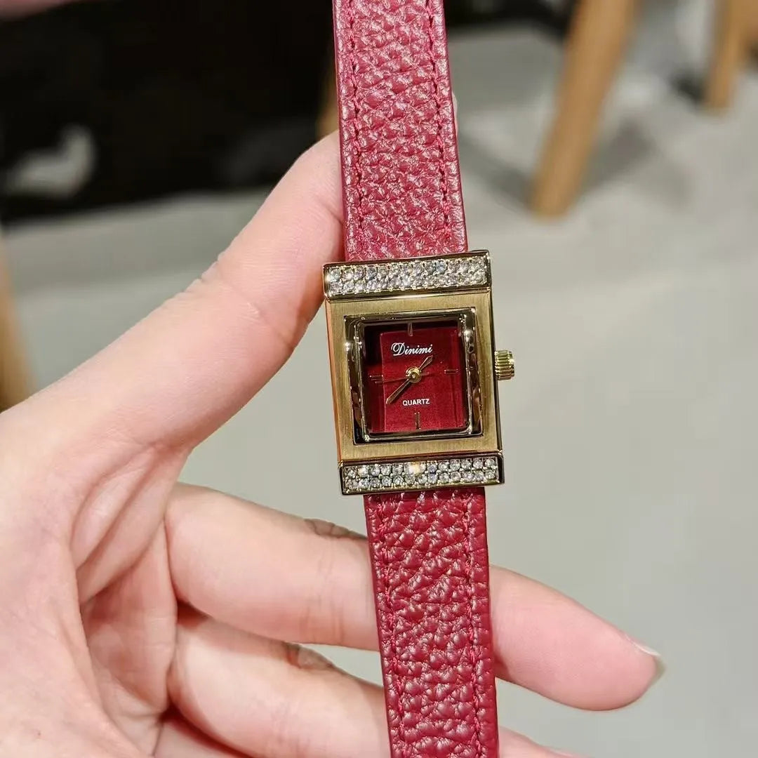 Chinese-style women's watch with alloy case, 8mm thickness, showing camellia pattern design option
