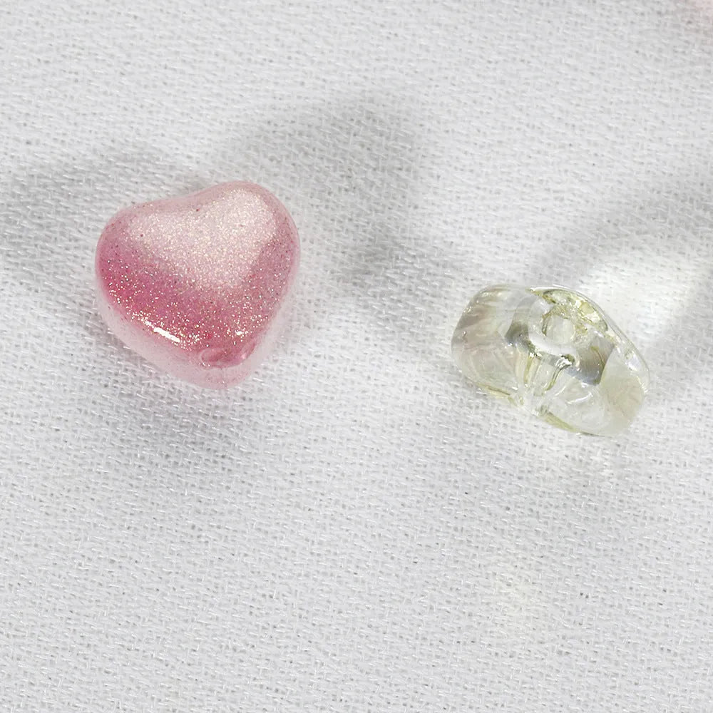 20 aurora transparent Czech glass love heart spacer beads for DIY jewellery making in assorted colours
