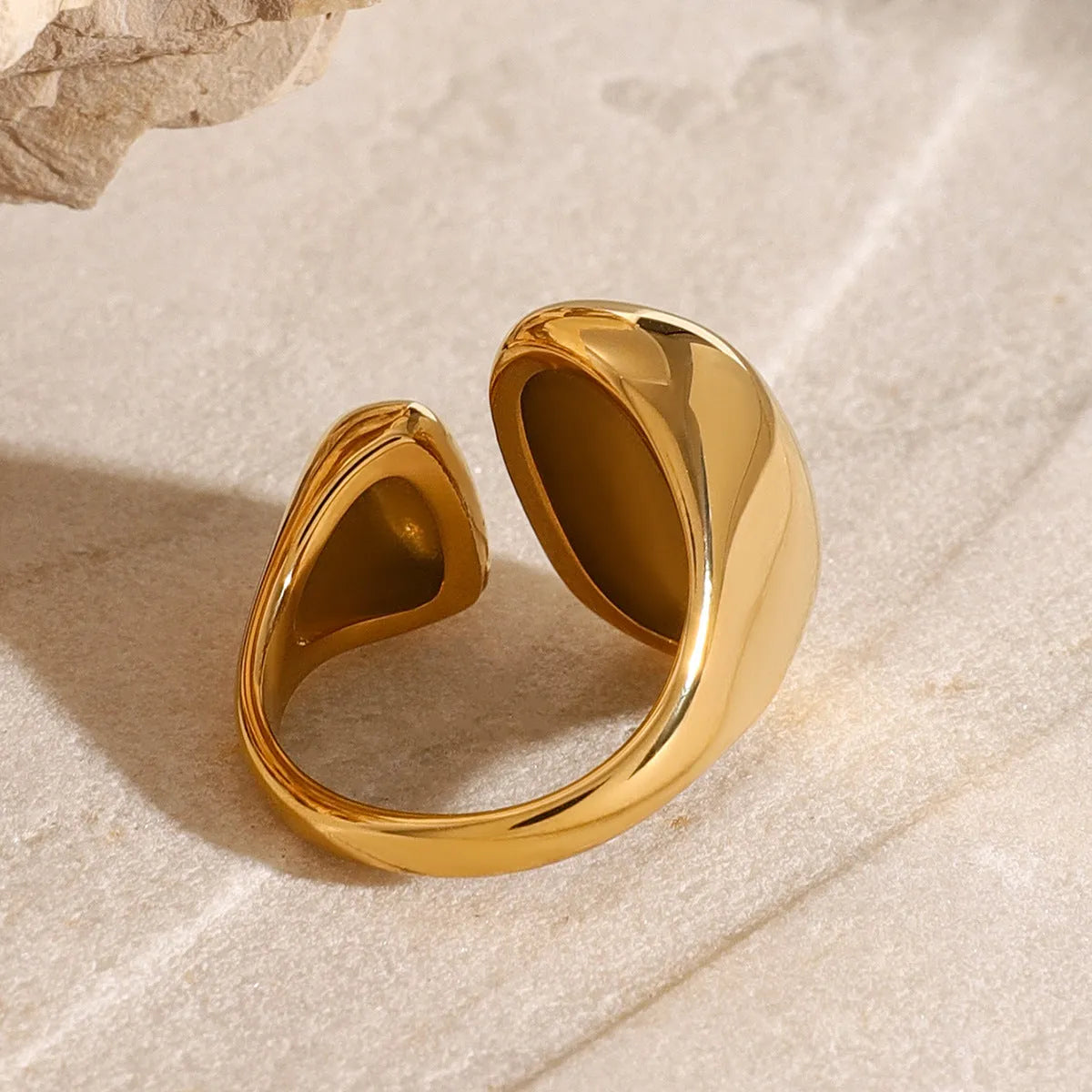 Women's stainless steel geometric open ring with JDR2405081 electroplated finish