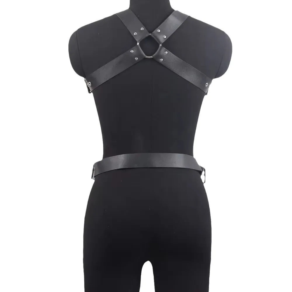 Black European style leather shapewear with thin under 2cm width and pin buckle fastening